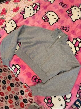 Aritzia Gray Half-Zip Sweater